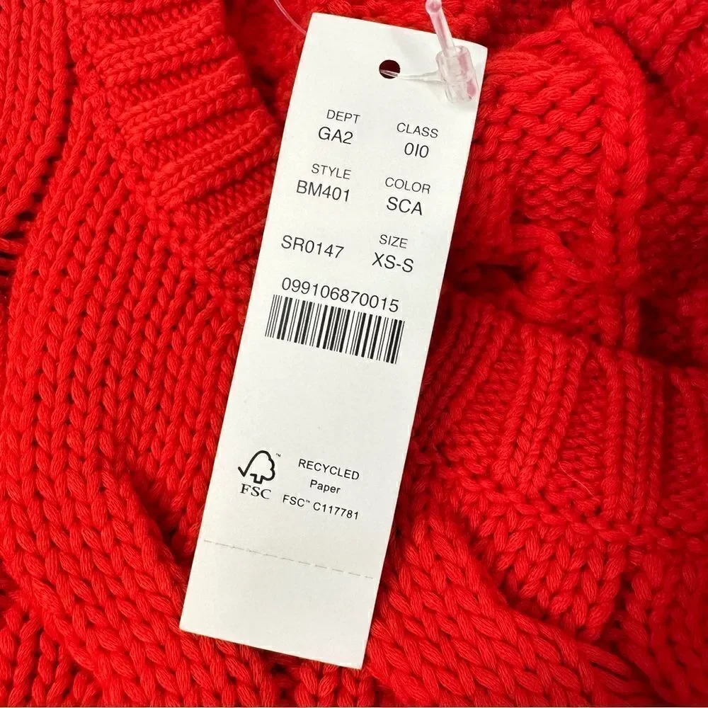J. CREW Women’s Cable Knit Sweater Sz XS-S in Scarlett